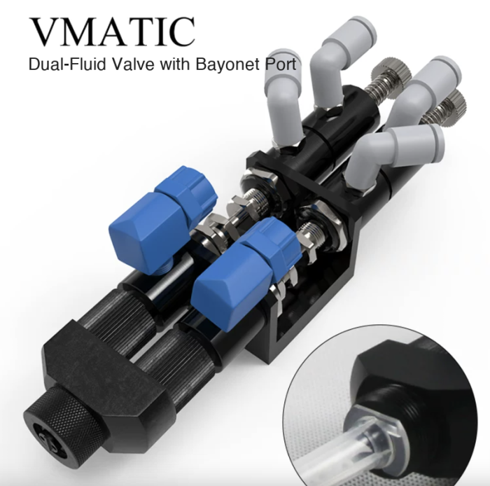 Two Component AB Mixing Valve Needle Type Dispensing Valve With Bell Mouth Bayonet Tee Connector - Image 5