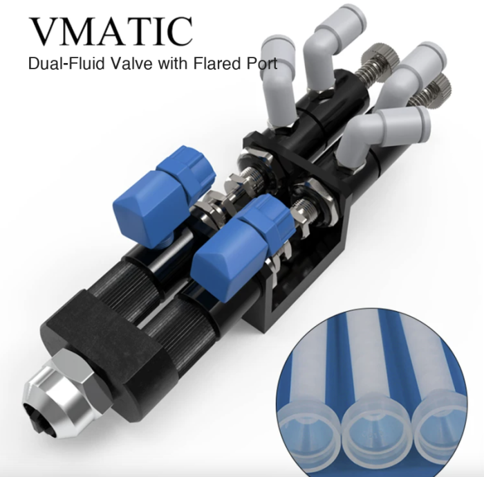 Two Component AB Mixing Valve Needle Type Dispensing Valve With Bell Mouth Bayonet Tee Connector - Image 6