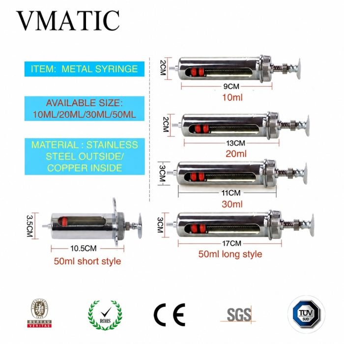 Well Made Stainless Steel Metal Manual Syringe For Veterinary Use Pig Cattle Sheep 10ml-50ml - Image 2