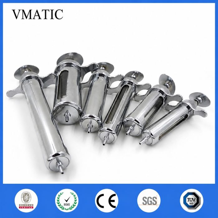 Well Made Stainless Steel Metal Manual Syringe For Veterinary Use Pig Cattle Sheep 10ml-50ml